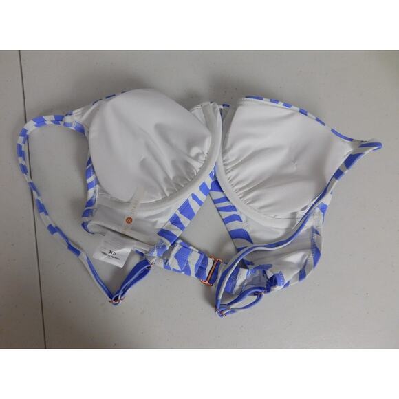 Shade & Shore Bikini Top 34D Purple White Zebra Print Underwire Padded Cups - Picture 4 of 6